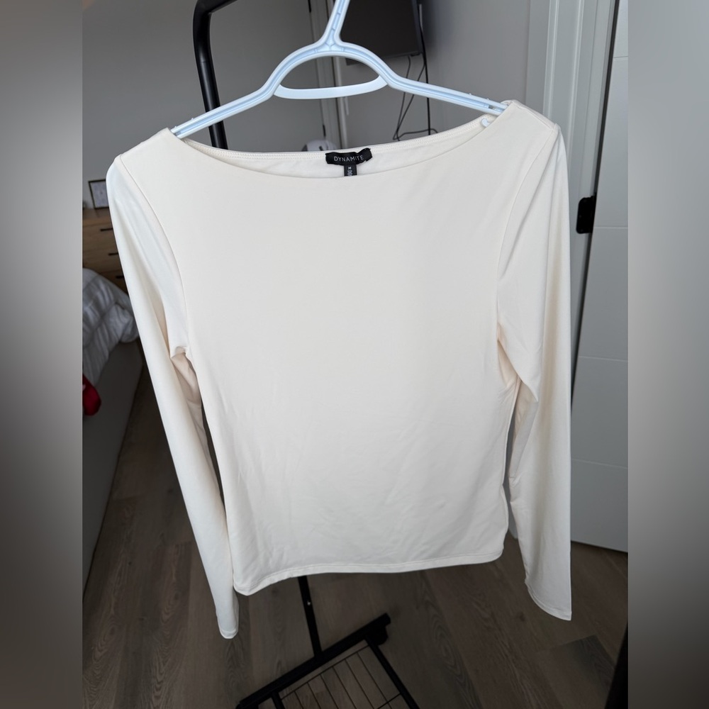 Dynamite Cream Long Sleeve Boatneck Top
